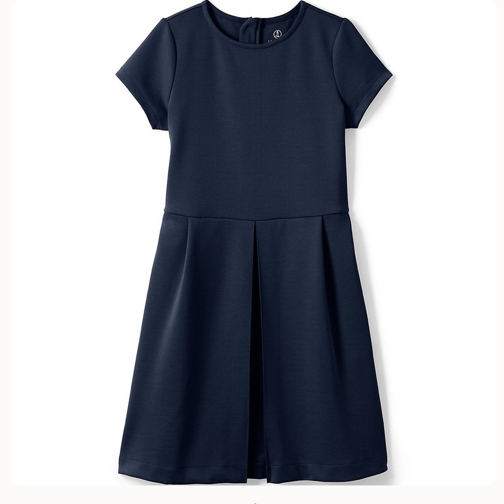 🚌TWO Lands' End girls short sleeve point dress top of knee🚌